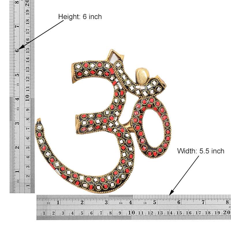 Brass OM Wall Hanging Sculpture (Height: 6 Inch) (Multicolor 3)
