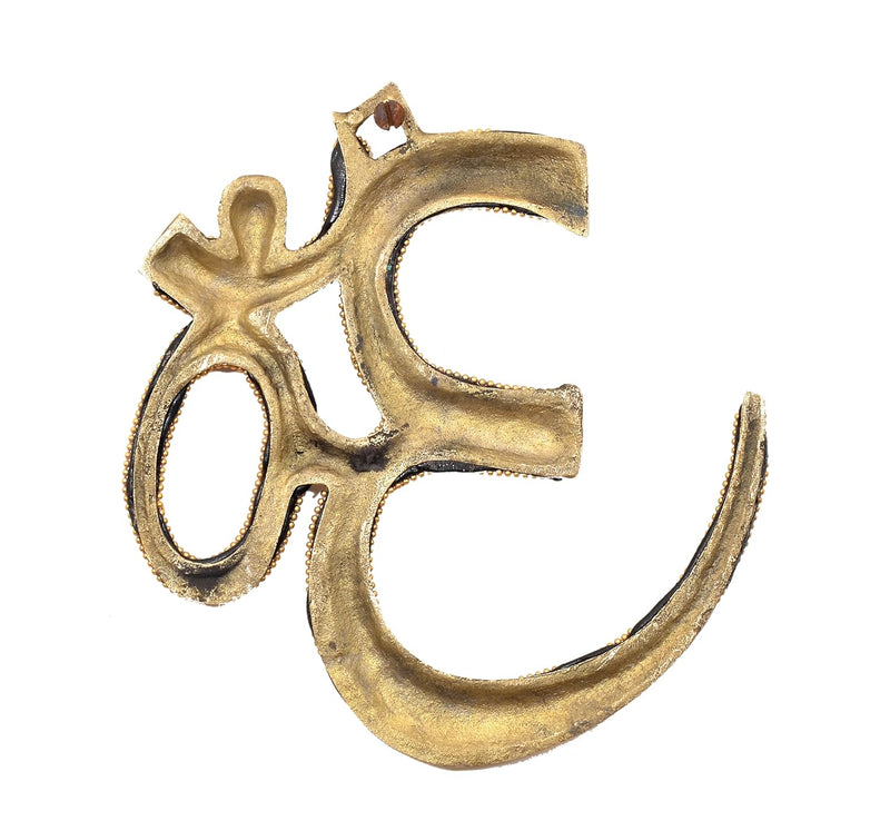 Brass OM Wall Hanging Sculpture (Height: 6 Inch) Multicolor