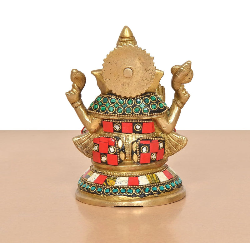 Brass Handcrafted Ganpati Bappa Murti (Height 6 Inch)