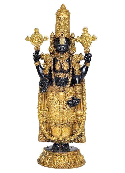 Superfine Brass Standing Lord Tirupati Bala Ji Idol Statue for Home Temple Office Decor Figurine Showpiece (Height 11.5 Inch)