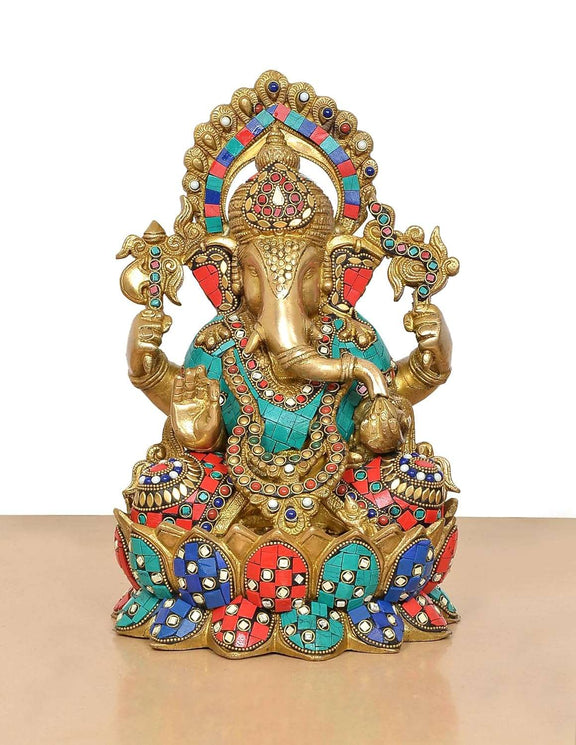 Brass Lord Ganesha Idol (Height 13 Inch)
