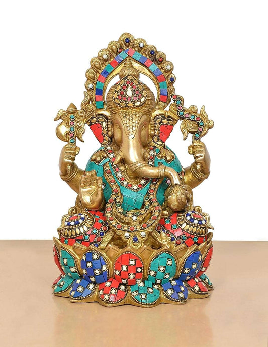 Brass Lord Ganesha Idol (Height 13 Inch)