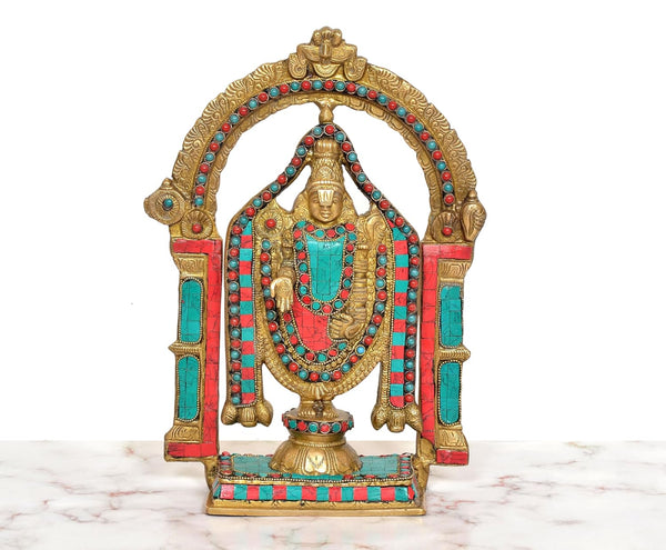 Brass Lord Tirupati Bala Ji Idol (Height 13 Inch) Study Setting