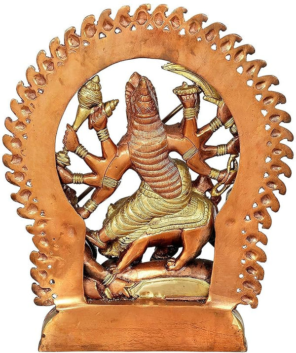 Brass Mahisasuram Mardini Goddess Durga Height 12 Inches Entryway Setting