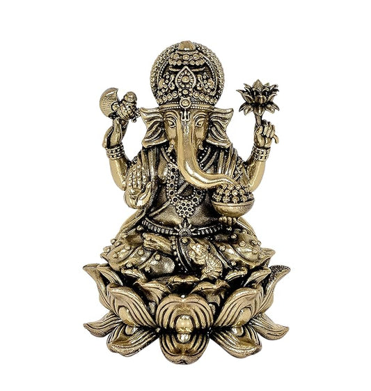 Fine Brass Lord Ganesha Ganpati Idol Vinayak Religious Statue Murti (Height: 4 Inch)