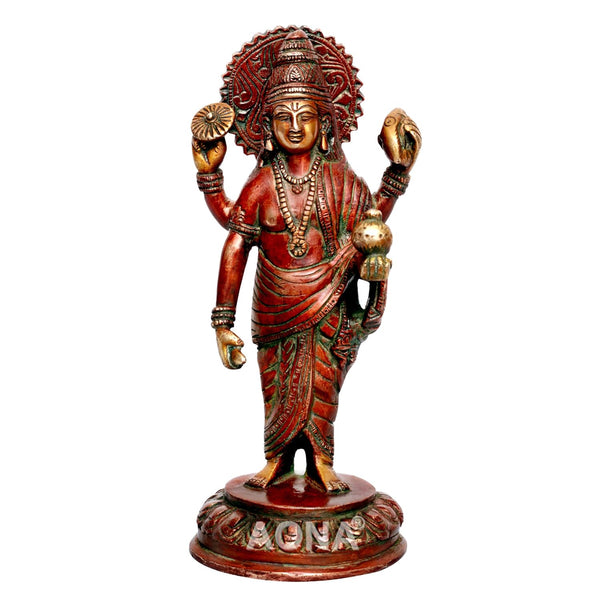 Dhanvantari The Physician of Gods Brass Statue Height 8 inches Mandir Setting