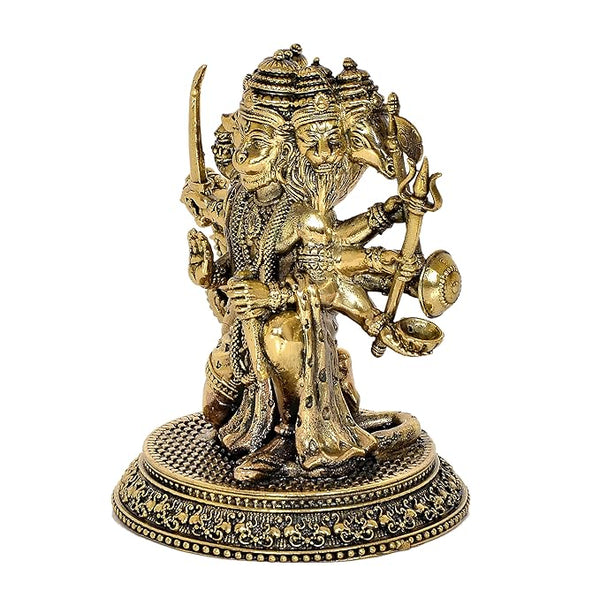 Fine Brass Panchmukhi Hanuman Idol Figurine Hanuman ji Decorative Showpiece Home Office Temple Best Gift Item (Height 4.5 Inches) Study Setting