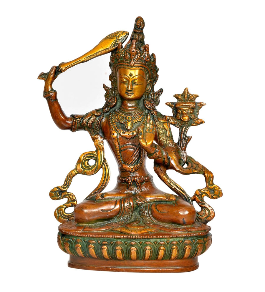Brass Tara Devi Statue - for Worship, Meditation Spaces, Home Decor, or as a Thoughtful Spiritual Gift. (Height 9 Inch) Craft Detail