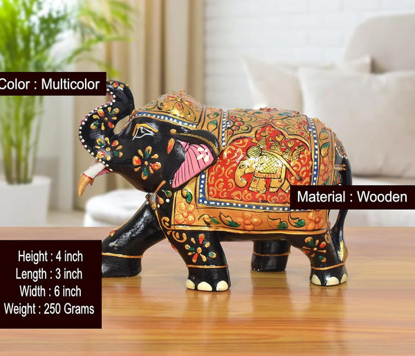 Wooden Elephant Show Piece (Height 4 Inch) Entryway Setting