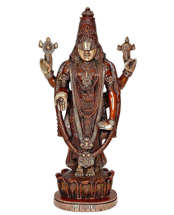 Brass Lord Tirupati Bala Ji Idol Statue Home Temple Office Figurine Showpiece Multicolour Height 16 Inch Entryway Setting