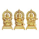Ganesh Lakshmi and Saraswati Brass Idol Sculpture Murti Statue Golden Height 7 Inches