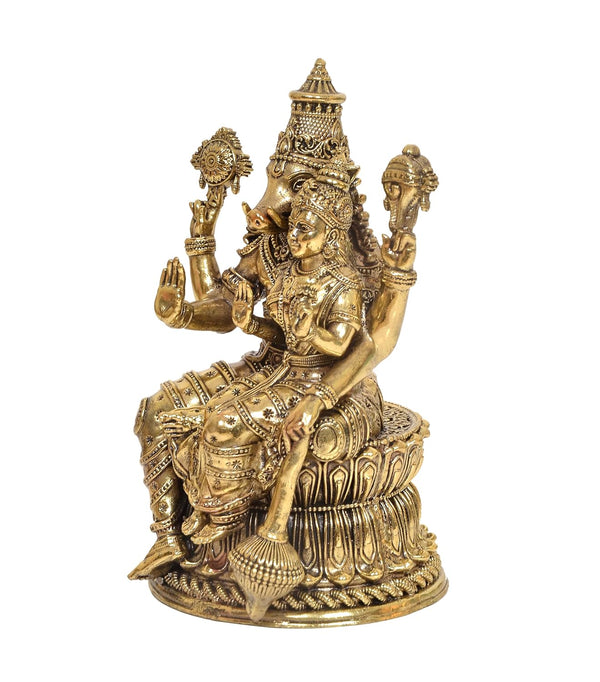 Brass Varaha Lakshmi Statue with Bhudevi – Lord Vishnu’s Varaha Avatar, Traditional Hindu Idol for Home Temple, Mandir & Pooja Décor (Height: 6 Inches) Study Setting