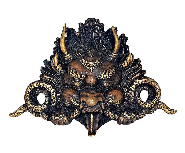 Brass Cheepu Mask For Home Decor | Wall Hanging | Height : 5 Inches Entryway Setting