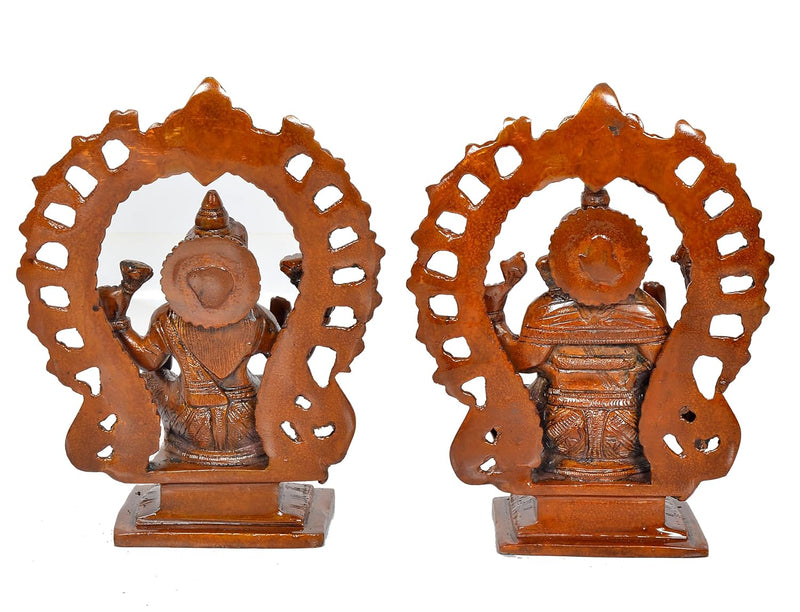 Brass Handcrafted Goddess Lakshmi and Lord Ganesha Idol (Height 7.5 Inch)