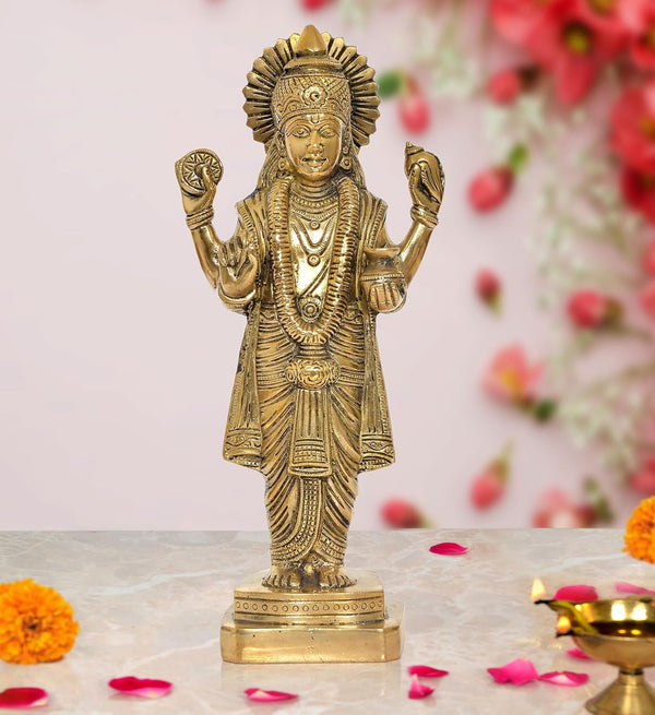 Brass Dhanvantri The Physician of God Statue for Home Office Decor Diwali Pooja Mandir,(Height 12.5 Inch) Mandir Setting