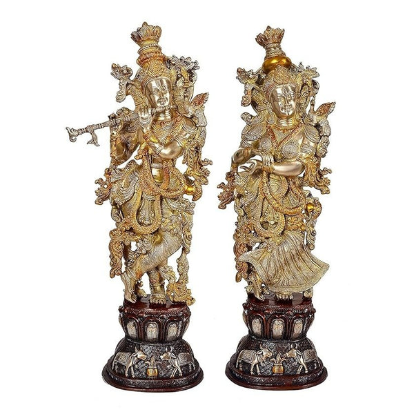 Brass Radha Krishna Sculpture (Height: 29inches) Mandir Setting