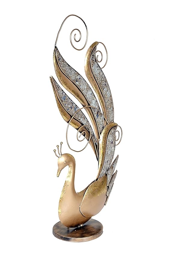 Iron Beautiful Decorative Peacock Showpiece for Table Top (Height: 22 Inches) Study Setting