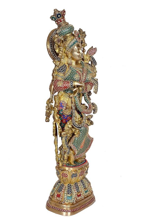 Radha Rani,Standing in Brass Handmade Idol Murti, Height : 30 inch Study Setting