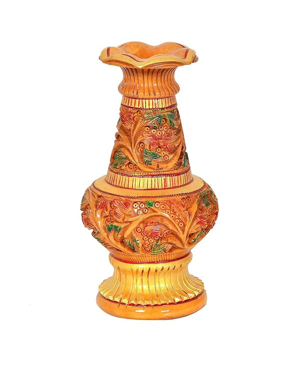Wooden Flower Pot Vase for Showpiece Home Decor | Height : 8 inches (Large) Mandir Setting