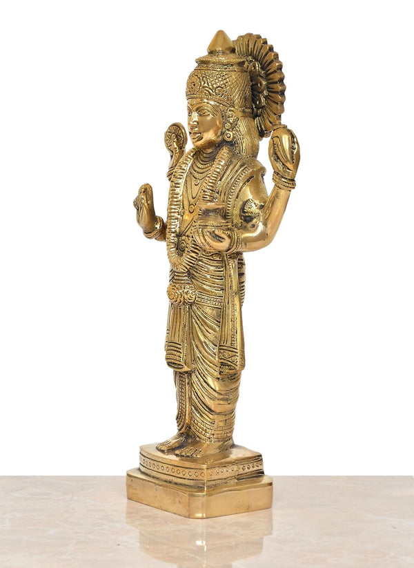 Brass Dhanvantri The Physician of God Statue for Home Office Decor Diwali Pooja Mandir,(Height 12.5 Inch) Study Setting
