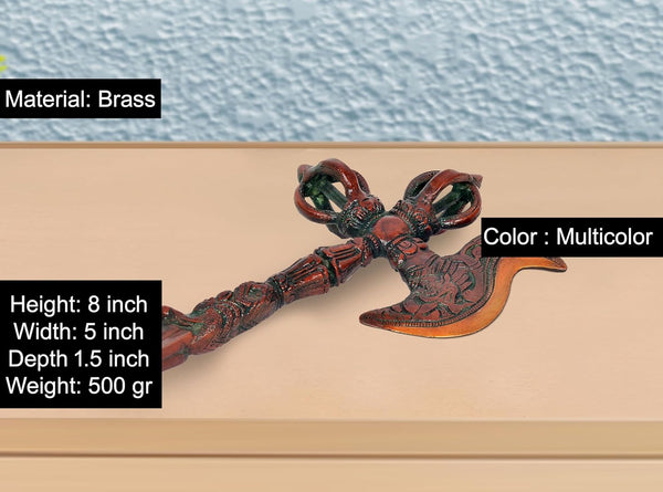 Brass Handmade Parashu Phurba Dorje Dagger (Height: 8 inch) (Multicolor 1) Entryway Setting