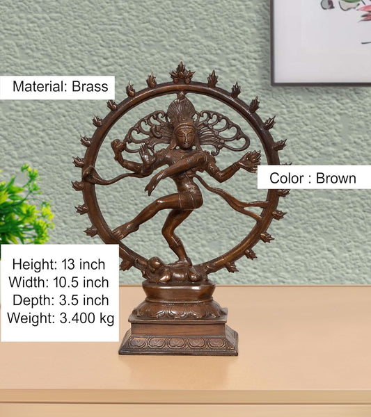Brass Natraj Lord Shiva Dancing Idol (Height: 13 Inch)