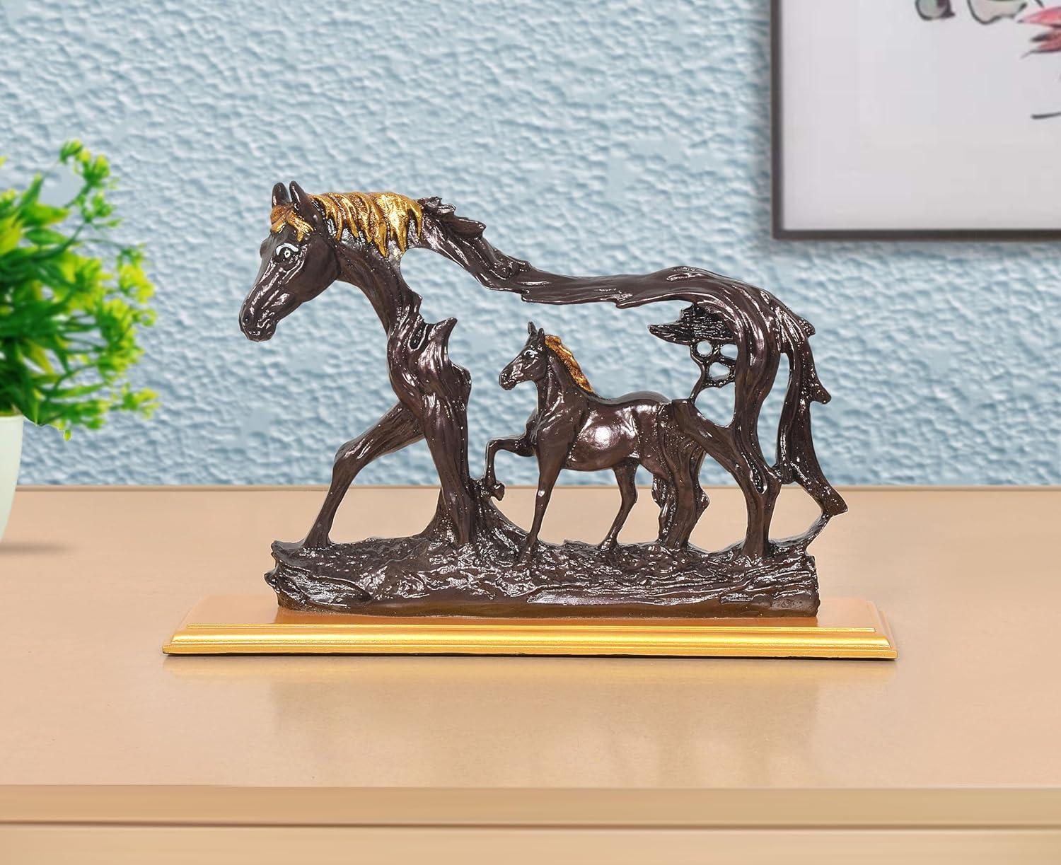 Resin Horse with Baby Horse showpiece (Height 8.5 Inch)