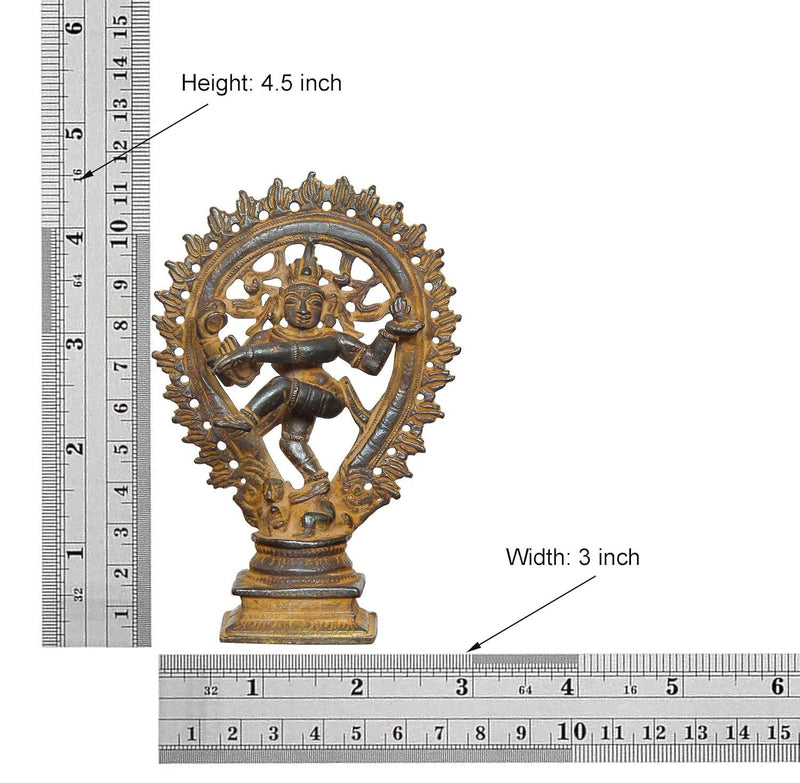 Fine Brass Natraja Dancing Shiva Idol (Height: 4.5 Inch)