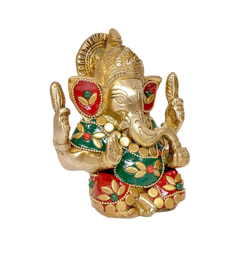 Ganesha Ganesh Ganpati Statue Idol Murti for Home Decor (Height : 4.5 inch) (Multicolor 1)