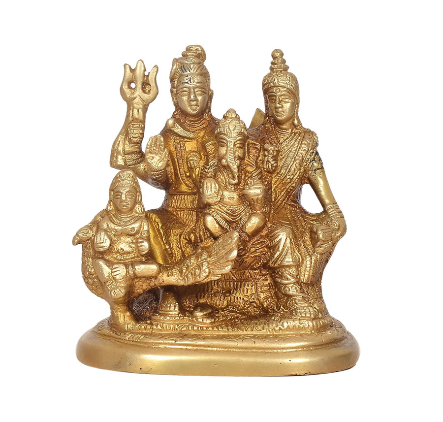 Brass Shiv Parivar Shiva Family Idol Family for Home Decor Mandir Pooja Showpiece Statue (Height 5 Inch) Craft Detail