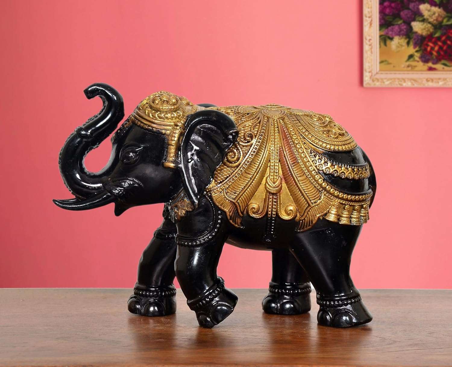 Superfine Brass Elephant Figurine Best gifts (Black and Golden) Type 1