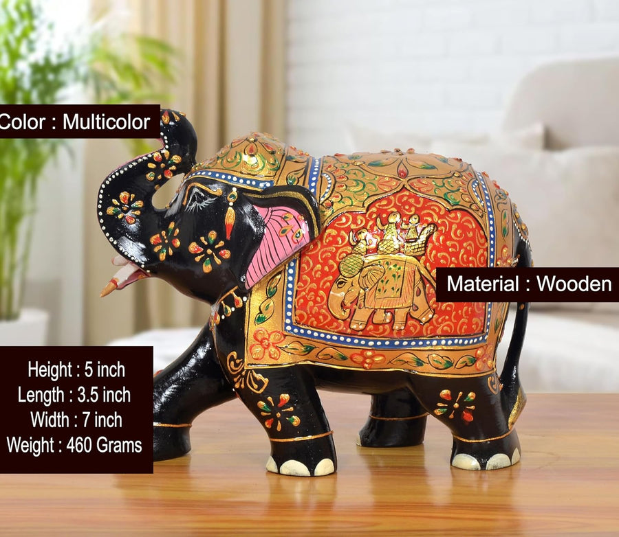 Wooden Elephant Show Piece (Height 5 Inch) Craft Detail