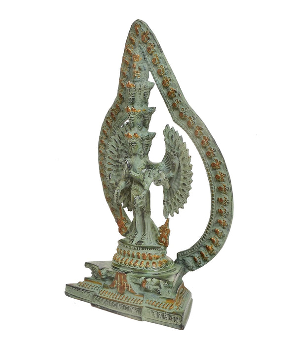 Brass Eleven-Headed Avalokiteshvara Statue – Thousand-Armed Bodhisattva of Compassion, Buddhist Idol for Home, Office & Meditation Décor (Height: 12 Inches) Study Setting