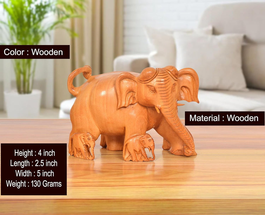 Wooden Elephant Show Piece (Height 4 Inch) (Wooden 3) Craft Detail