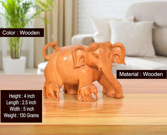Wooden Elephant Show Piece (Height 4 Inch) (Wooden 3)