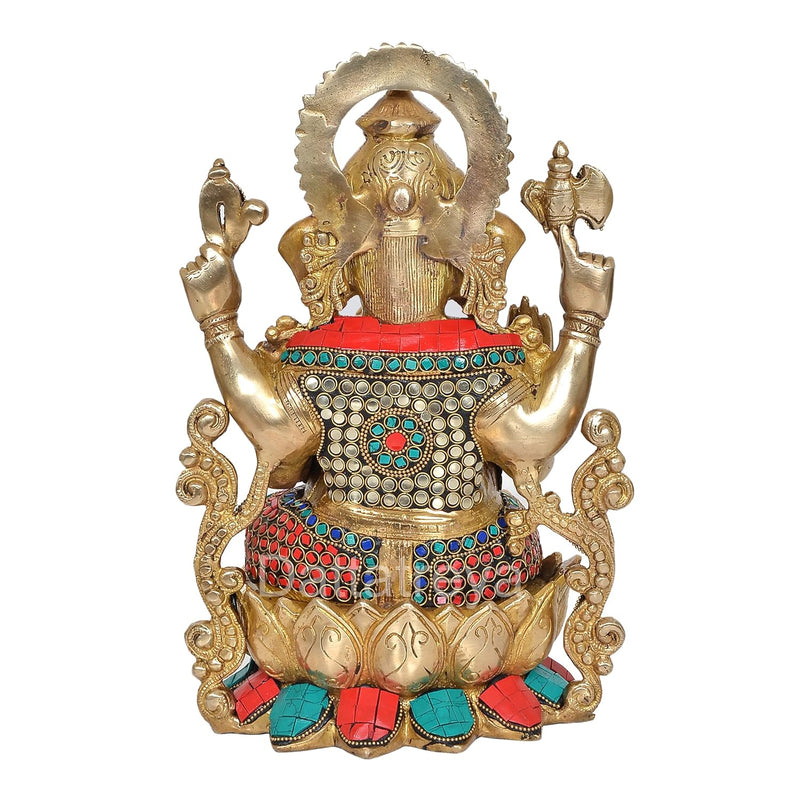 Brass Mangalkari Ganesh Statue (Height 13 Inch)