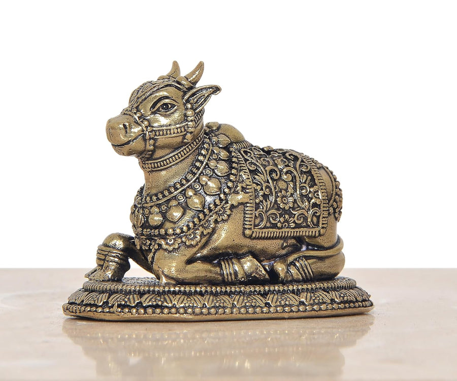 Superfine Brass Nandi Statue for home temple (Height: 2 Inch) Craft Detail