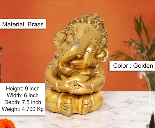 Brass Bal Ganesha Murti (Height: 9 Inch)