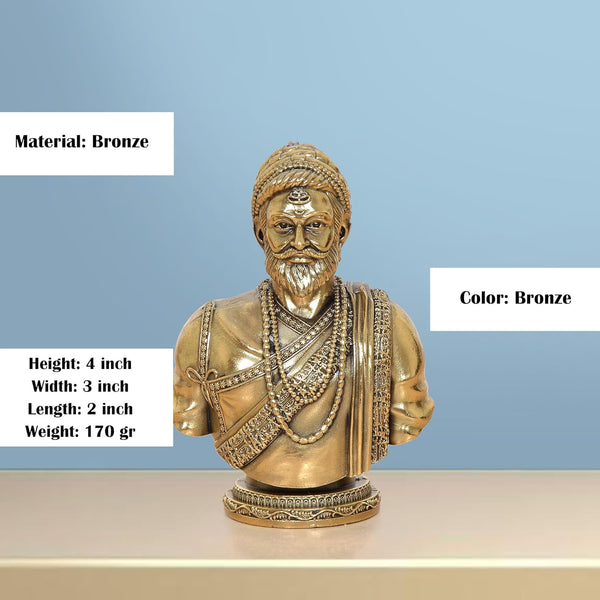 Superfine Brass Chhatrapati Shivaji Maharaj Statue (Height 4 Inch) Entryway Setting