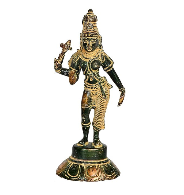 Brass Shiva and Parvati (Ardhanarishvara) Idol (Height: 6 inches) Entryway Setting