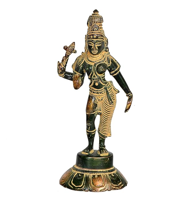Brass Shiva and Parvati (Ardhanarishvara) Idol (Height: 6 inches) Craft Detail