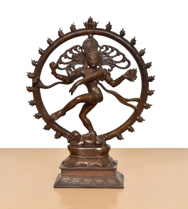 Brass Natraj Lord Shiva Dancing Idol (Height: 13 Inch) Study Setting