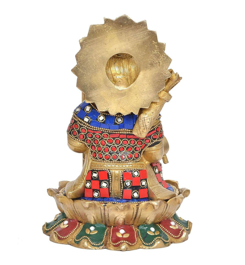 Brass Ram Lalla Sitting Murti Stone Work (Height : 9 inch)
