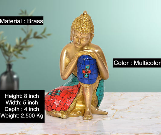 Brass Buddha Idol Sitting (Height: 8 inch)