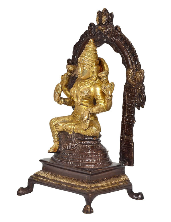 Brass Lakshmi Idol Laxmi Goddess Lakshmi Sitting Statue for Puja Temple at Home Decor Office (Height: 8 Inch) Study Setting