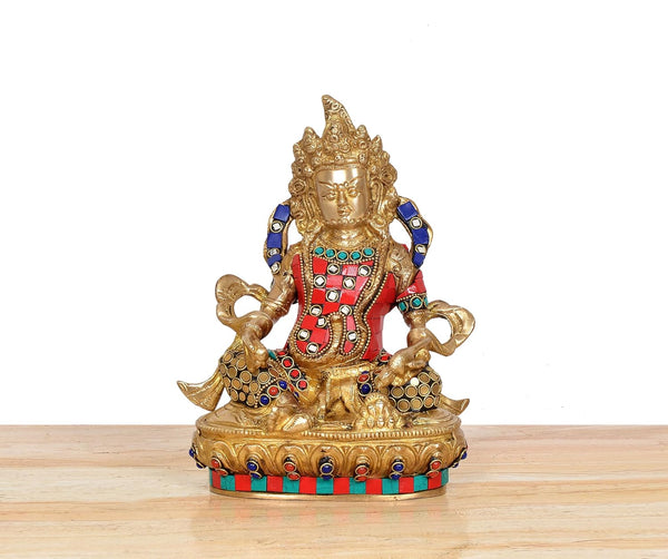 Brass Kuber Bhagwan Murti (Height 9 Inch) Study Setting