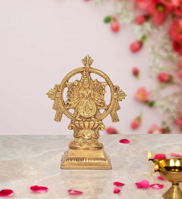 Brass Sudarshana Vishnu Statue with Yoga Narasimha on Reverse for Home Decor Office Mandir Pooja Showpiece (Height 5 Inch) Mandir Setting