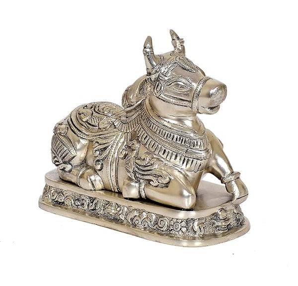 Brass Nandi Kamdhenu Cow Statue Idol Murti for Home Decor Temple | Height : 4 Inches Study Setting