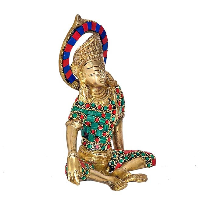 Brass Inder Indra Dev Idol Statue Murti, Height - 7.5 inches