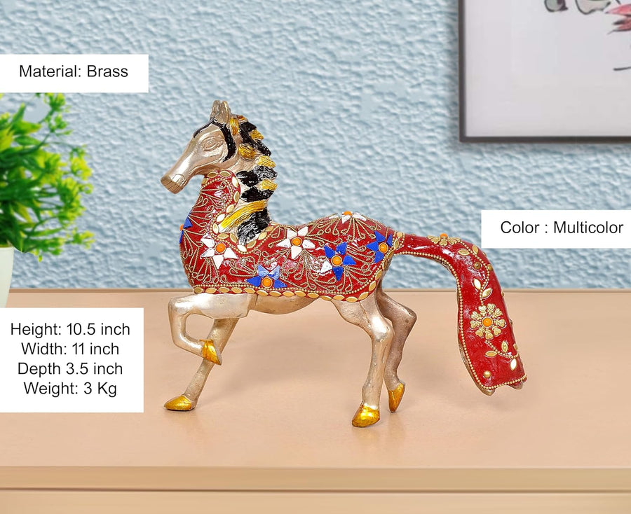 Brass Running Horse Statue (Height : 10.5 inch) Craft Detail